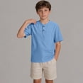 thumbnail image 3 of OGLCCG Boys Short Sleeve Henley Shirt Button Up Cotton Linen Dress Shirts Casual Summer Solid Color Tees Tops with One Pocket 5-15 Years, 3 of 8