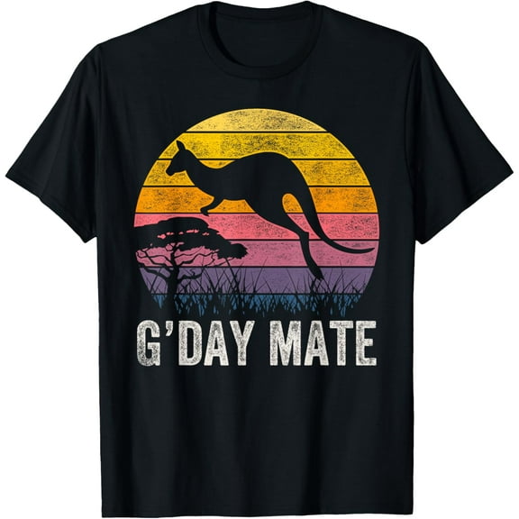 Australia G'Day Mate Shirt Funny Kangaroo Australian Symbol T-Shirt men and women can wear, black, white, gifts