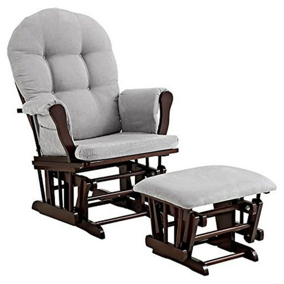 Glider and Ottoman Set - Comfortable Nursery Rocker with Cushion - Modern Design