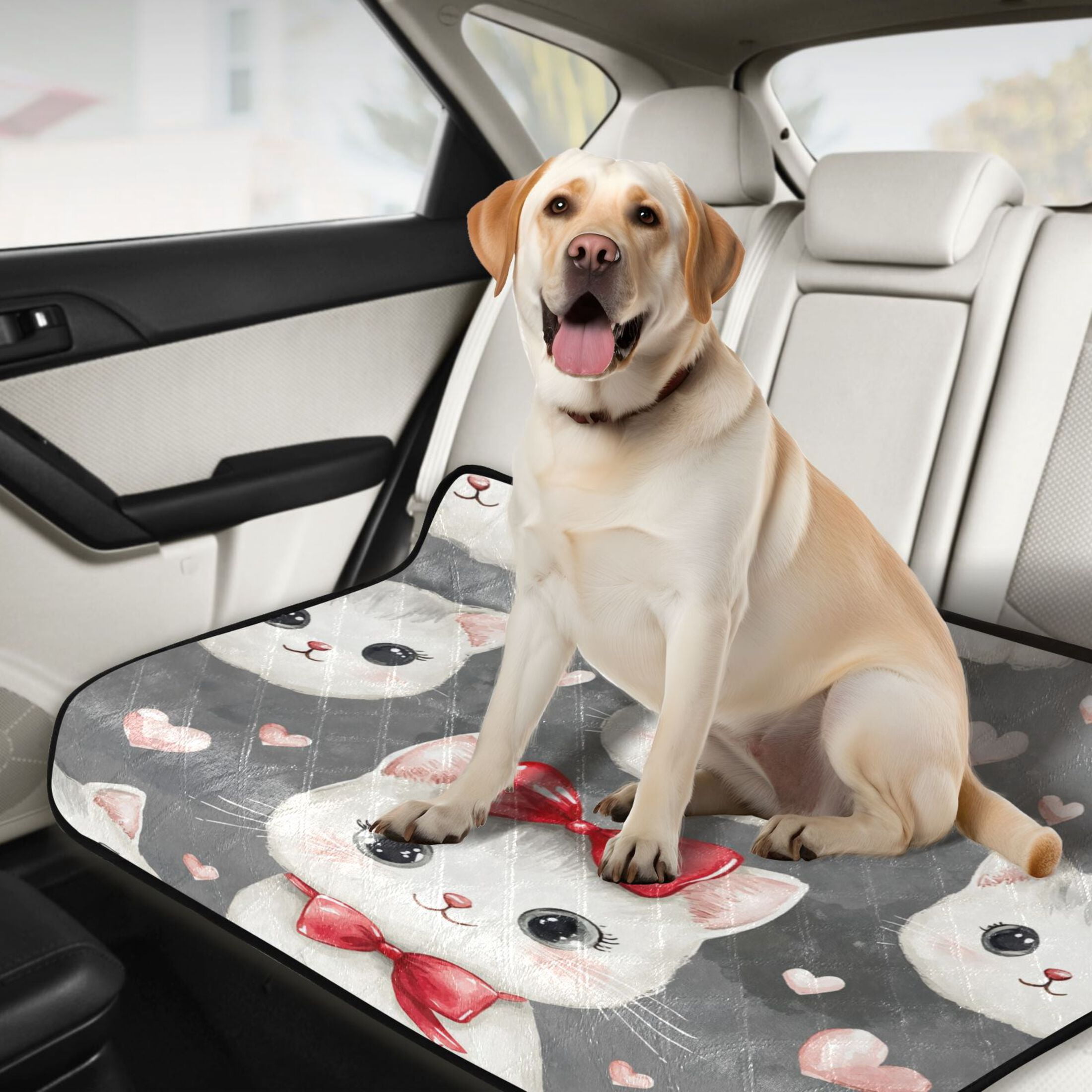 Qxltty Adorable White Cats Pattern Cat litter Pads Pet Set of 3 Diaper Mats Center Anti-leakage Layer Absorbent Soft and Comfortable