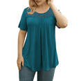 thumbnail image 2 of Traleubie Women's Plus Size Short Sleeve Shirts Lace Pleated Tunic Tops m-4x, 2 of 4