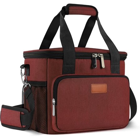 Lunch Bags for Women/Men Insulated Lunch Bag for Work Office Picnic - Large Lunch Cooler Bag Leakproof Lunch Box with Adjustable Strap for Adults - Red(15L)