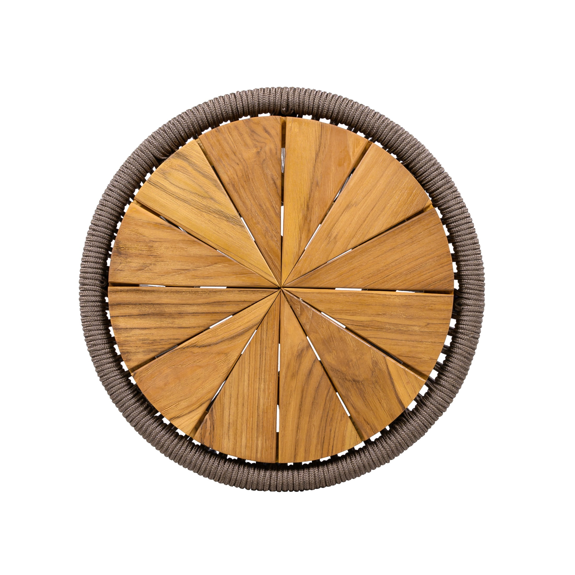 Christopher Knight Home Small Outdoor Side Table, Woven Rope Patio End Table, Dark Gray + Teak