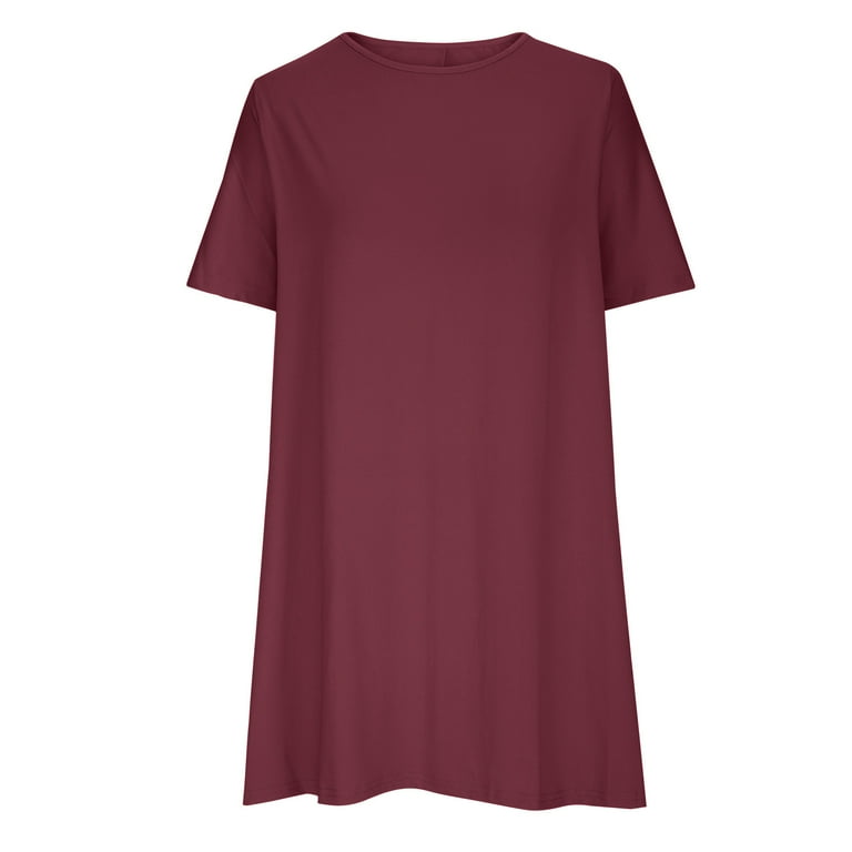 Awdenio Women's Wear to Work Dresses, Fashion Plus Size Women Loose  Round-Neck Summer Short Sleeve Cotton and Linen Dress - Walmart.com