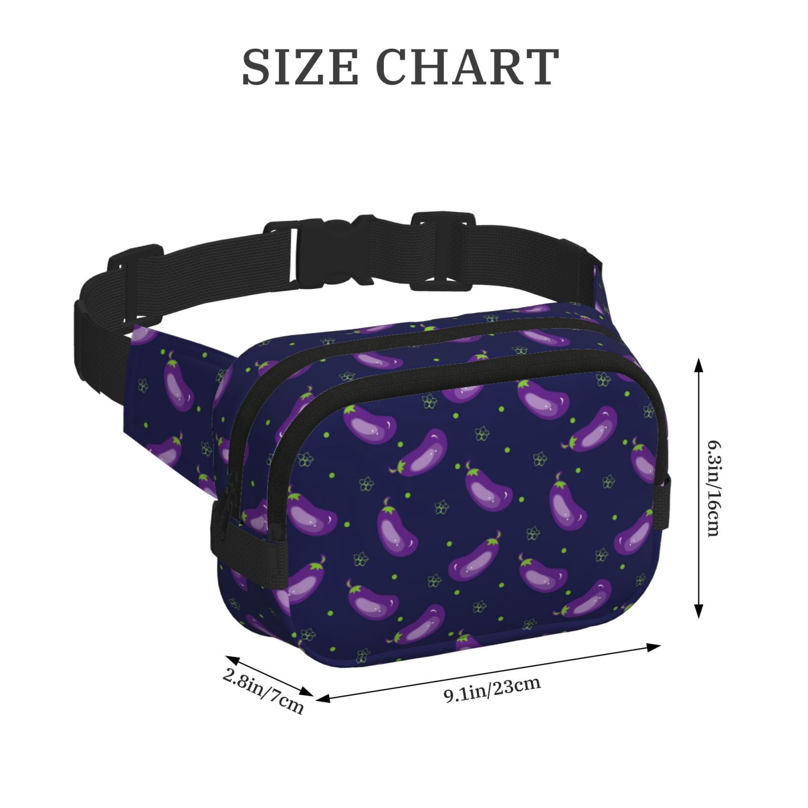 Hirioo Eggplant for Double Layer Waist Bag Adjustable Fanny Pack For Travel Running Hiking