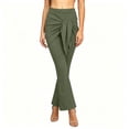 thumbnail image 4 of cocolona Womens Summer Casual High Waist Flare Leggings Elastic Waist Wide Leg Stretch Vacation Skirt Pants, 4 of 5