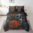 thumbnail image 2 of Homewish Orange Rose Floral Twin Bedding Sets 7-Piece for Lover, Romantic Gothic Skull Bedding Comforter Set, Couple Anniversary Reversible Sheet Sets, Luxury Bedroom Decor, 2 of 7