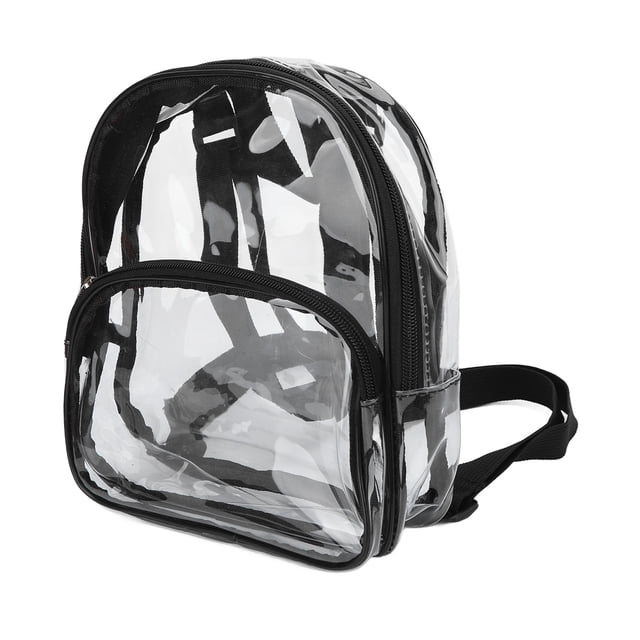 Mochila transparente mini, transparente, impermeable, de 2 capas, con cremallera, de PVC, resistente al desgaste, para viajes.