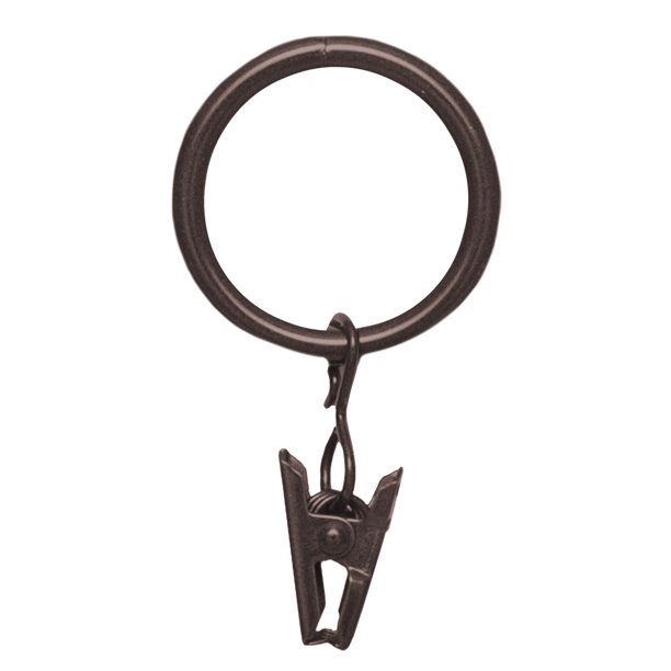 Anillos para cortinas Kenney Clip, paquete de 14 unidades, 5/8 a 3/4, en metal marrón