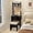 Black, variant on MAT EXPERT Small Vanity Desk, Compact Makeup Vanity with Mirror & 3 Colors Lights, Cushioned Hidden Storage Stool, Side Table, Power Outlets, Narrow Dressing Table for Bedroom, Apartment (White)
