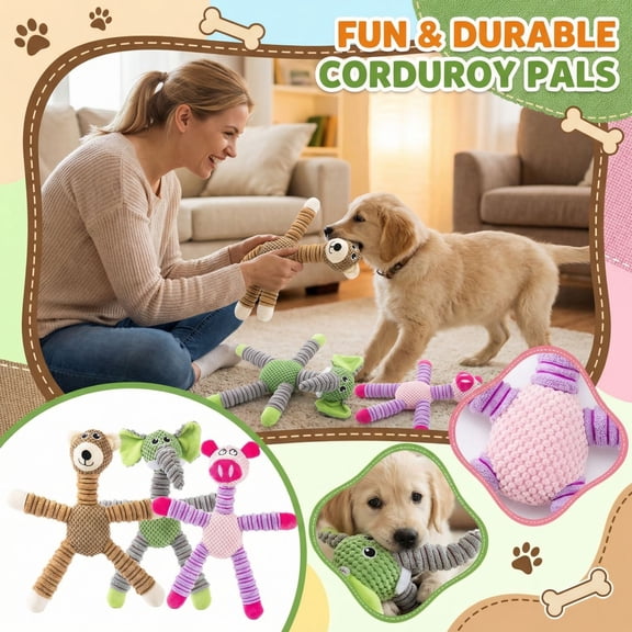 Dog Stuffed Animals Chew toy, interactive Pet toys, Crinkle Dog toy, Stuffed Animal Eyes, 18 in Extended, Light Pink Body, Hot Pink Accents, 1 Pc (163 Chars)