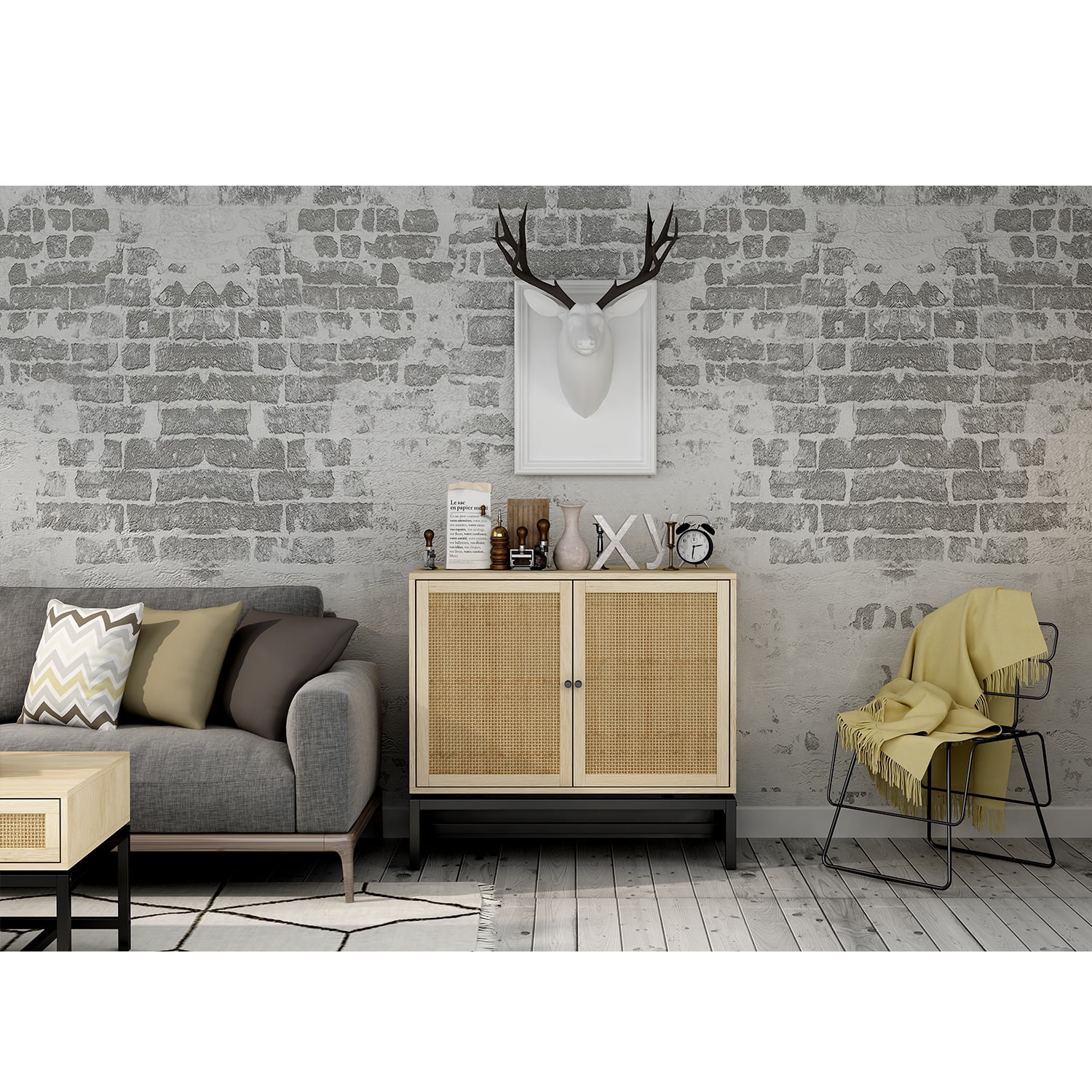 Kadyn Accent Storage Cabinet, Floor Storage Cabinet with 2 doors and 1 Adjustable Inner Shelves, Kitchen Storage Cabinet for Living Room, Natural Kadyn Accent Storage Cabinet, Floor Storage Cabinet with 2 doors and 1 Adjustable Inner Shelves, Kitchen Storage Cabinet for Living Room, Natural