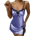 thumbnail image 2 of Orqqct Women Sexy Satin Silk Bowknot Side Slit Sleepwear Slip Lingerie Dress, 2 of 3
