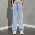 thumbnail image 6 of Tsivenald Womens Jeans High Waist Acid Wash Denim Wide Leg Five Pocket Button Fly Loose Casual Denim Pants, 6 of 7