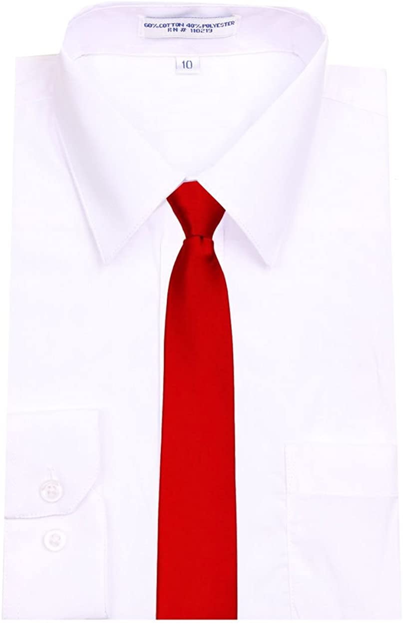 Boys 14 inch Solid Color Zipper Necktie Ties - Many Colors
