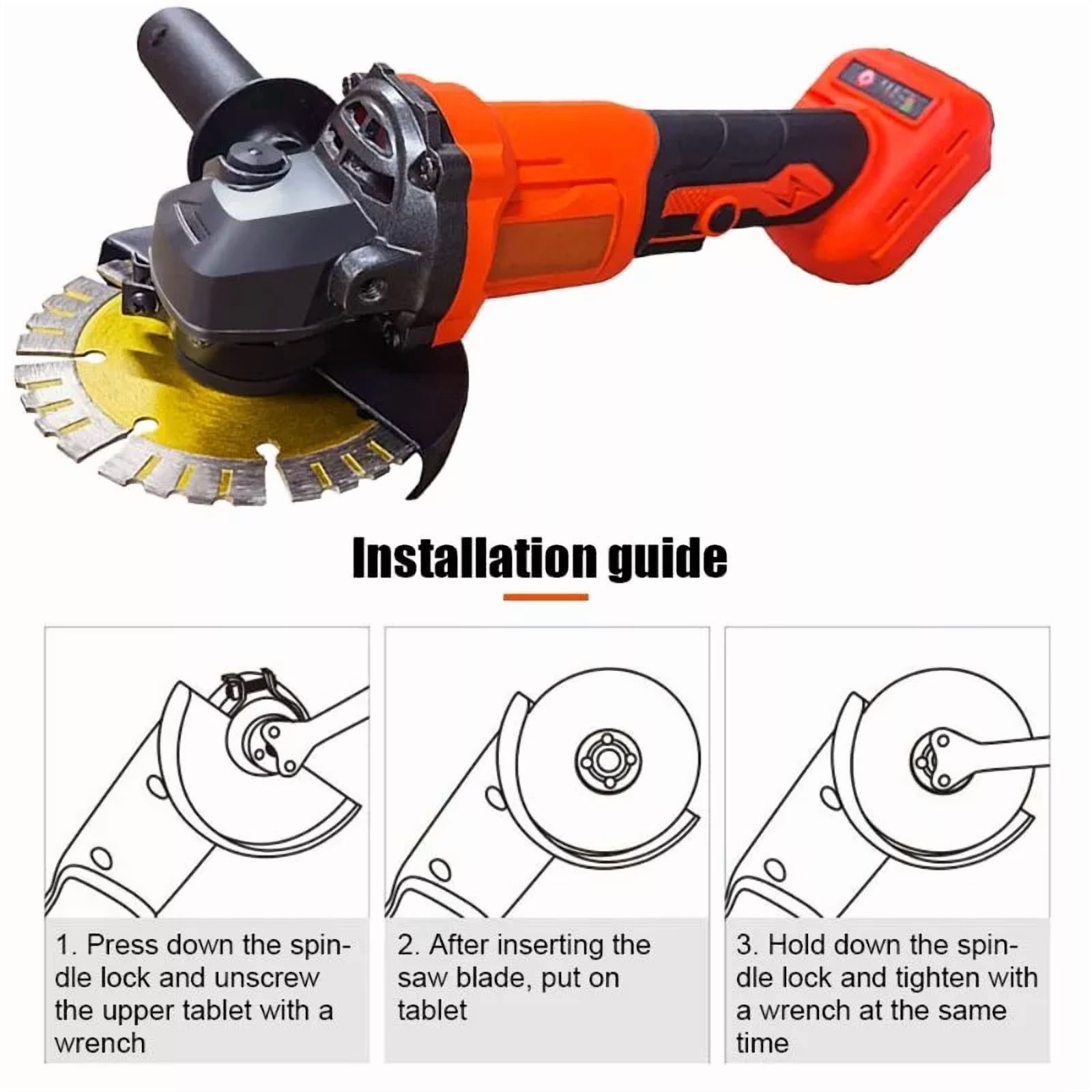 Cordless Brushless Electric Angle Grinder 125MM 3 Gears Cutting Tool For Makita