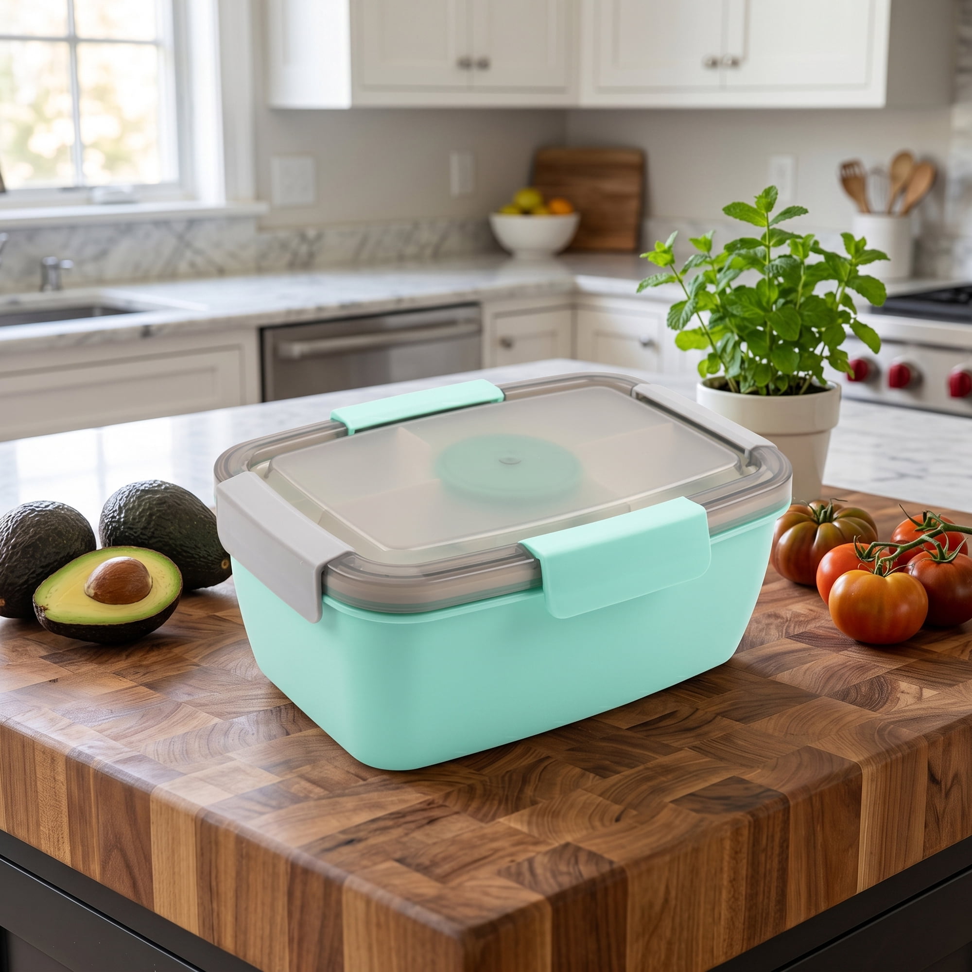 Unique Bargains Lunch Leak-Proof Meal Prep Container with Dressing Cup Green-3
