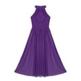 thumbnail image 4 of Kaerm Kids Girls Lyrical Dance Costume Sleeveless Long Mesh Overlay Skirts Gymnastics Leotard Dress Purple 10, 4 of 7