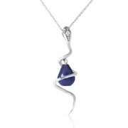 Galaxy Gold 3.33 CT. 14k 16" White Gold Snake Necklace with Dangling Briolette Dyed Sapphire and Diamond