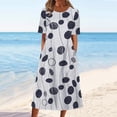 thumbnail image 2 of Gibobby Vestidos Casuales para Mujer Vestido informal de bolsillo elegante con temperamento de cuello redondo estampado para mujer(Negro,XXL), 2 of 3