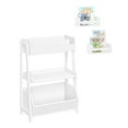 thumbnail image 3 of RiverRidge Kids 3-Tier Ladder Shelf Toy Organizer & Bookshelf with Bookrack, Open Shelves & Storage Bin - White with 2 10" Floating Bookshelves, 3 of 13