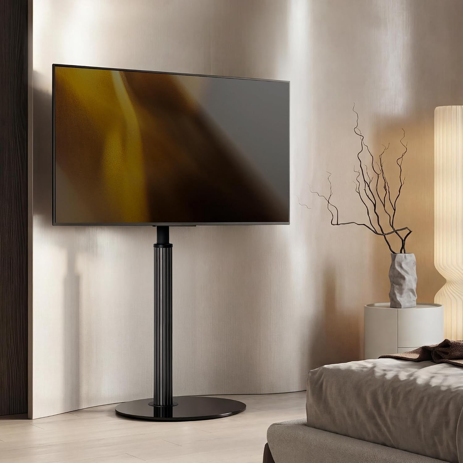 AOKCOS Floor TV Stand for 32–65 Inch TVs, Black, Swivel & Tilt, Height Adjustable, Grilux Series
