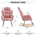 thumbnail image 2 of Newest Nursery Rocking Glider Chair Modern Accent Armchair Padded Seat with High Backrest and Pillow for Living Room Bedroom (Pink), 2 of 7