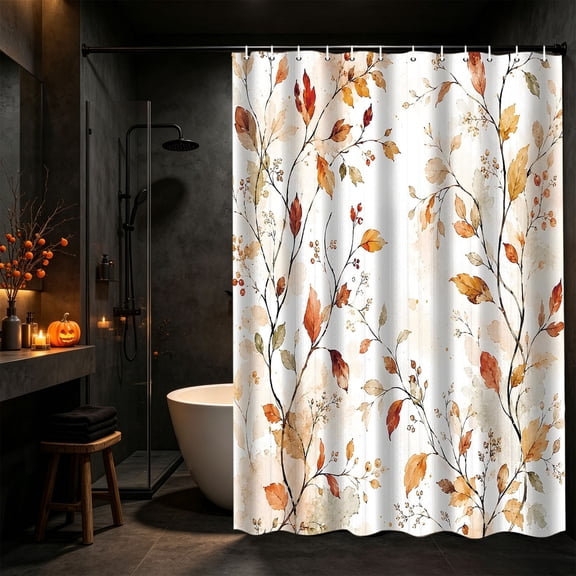 Fall Shower Curtain,Halloween Bathroom,Halloween Shower Curtain Waterproof Fabric Bath Curtain Autumns Fall Themed Bathroom Decor Set With Hooks For Home Bathtub Decoration(D 70*60in)