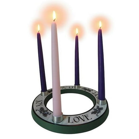 CA Gift 400851 10 in. Hope Peace Love Joy Wreath Advent Candle Set with Holly Accents & Candles