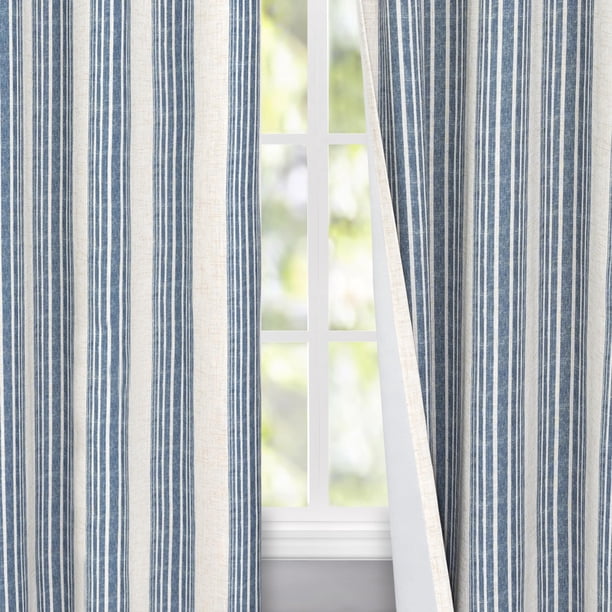 Cortinas DriftAway Chris de lino opacas, 244 cm de largo, vaqueros, color azul marino