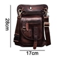 thumbnail image 2 of Mens Genuine Leather Motorcycle Tactic Fanny Belt Waist Pack Drop Leg Cross Over Bag - dark coffee mix, 2 of 5