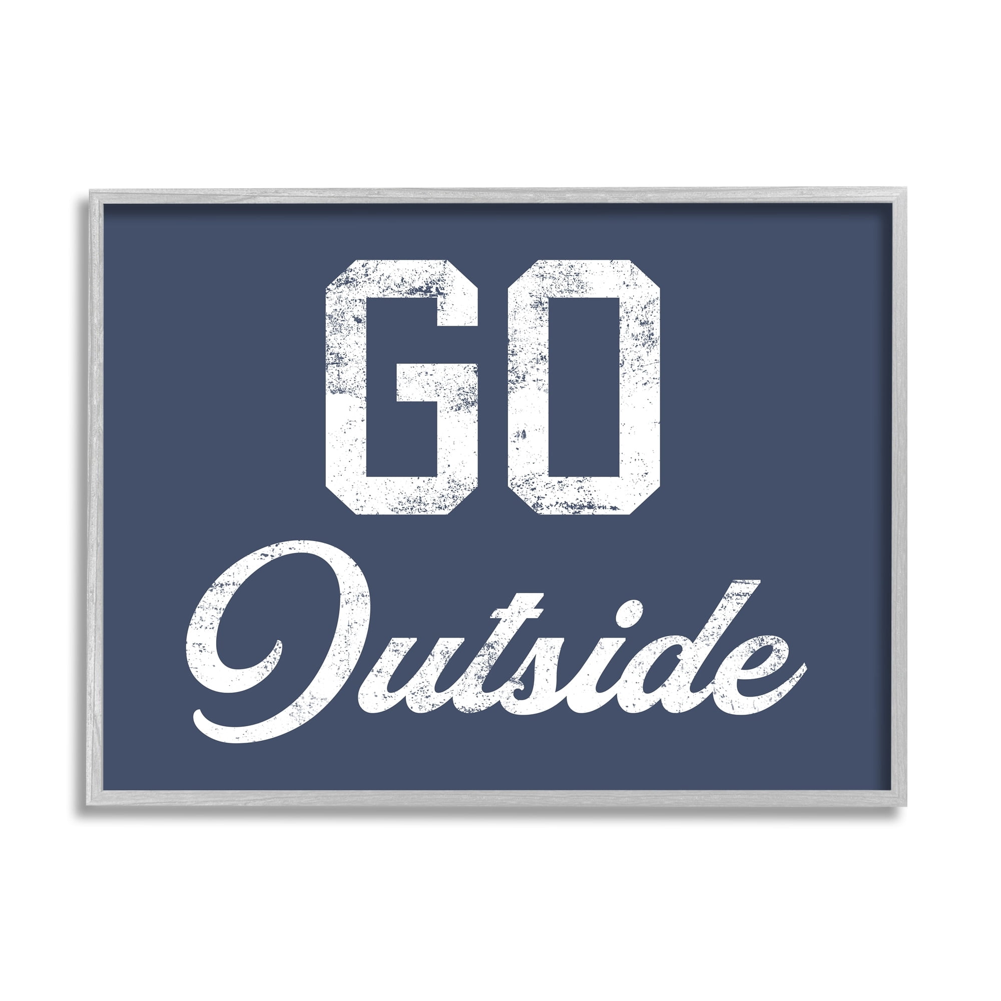 Stupell Industries Go Outside Kids Vintage Text Phrase Design Graphic Art Gray Framed Art Print Wall Art, Design by Daphne Polselli