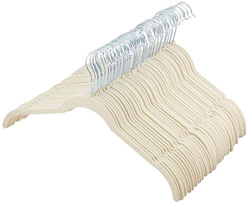 Basics Velvet Shirt/Dress Hangers Ivory 50-Pack 
