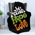 thumbnail image 4 of Hope Soft Flannel Fleece Throw Blanket, Vintage Sixties Inspired Hand Lettering Faith and Love Message with Themes, Cozy Plush for Indoor and Outdoor Use, 70" x 90", Multicolor, by Ambesonne, 4 of 5