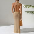 thumbnail image 7 of Idoravan Beach Cover Ups for Women Crochet Women’S Crochet Cover Up Hollow Out Side Split Sleeveless Halter Backless Long Beach Dress, 7 of 7