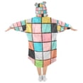 thumbnail image 2 of FORMRS Wearable Blanket Hoodie with Sleeves for Kids Cozy Flannel Sweatshirt, Colorful Checkered Pattern, 2 of 7
