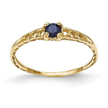 14k Yellow Gold 3mm Sapphire Birthstone Baby Ring.