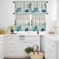 thumbnail image 3 of Summer Marine Life Kitchen Curtains Valances and Tiers Set of 3 Ocean Teal Coral Coastal Starfish Blue Conch Retro Tier Curtains and Valance with Rod Pocket for Small Windows, 27.5"x36", 3 of 9