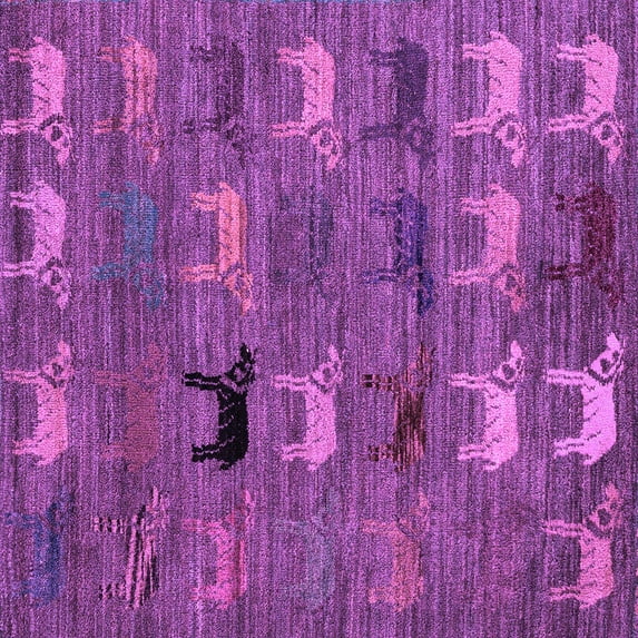 Ahgly Company Indoor Square Abstract Purple Modern Area Rugs, 5' Square