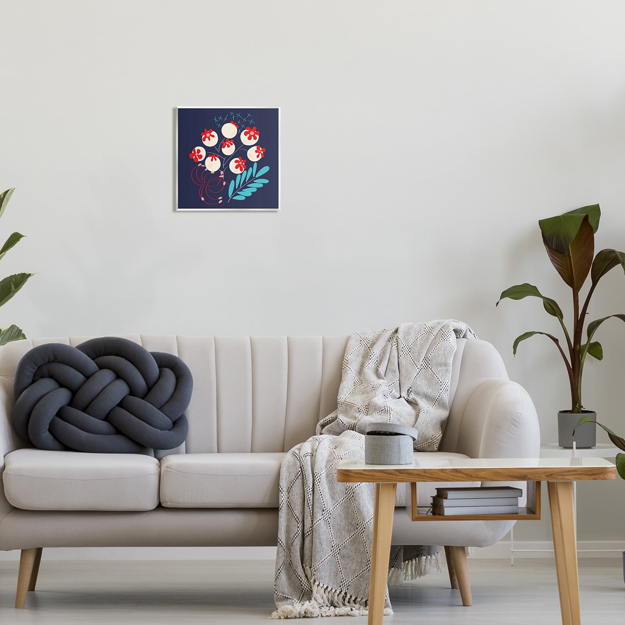 Stupell Industries Modern Botanicals on Blue Botanical & Floral Painting Unframed Art Print Wall Art, 12 x 12