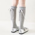 thumbnail image 4 of Girls Knee High Socks Lightweight Knitting Stocking Ruffle Crew Solid Color Long Socks Cut Bow Kids Toddler Dress Sock, 4 of 6