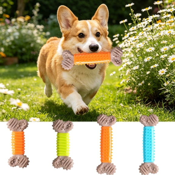 Dog Chew Toy Tpr Wood Powder Teeth Cleaning, Natural Rubber Dental Chew Stick for Small to Large Dogs, Holiday Gift for Pet Oral Care, Festive Christmas Stocking Stuffer for Happy Chewing, Topliu