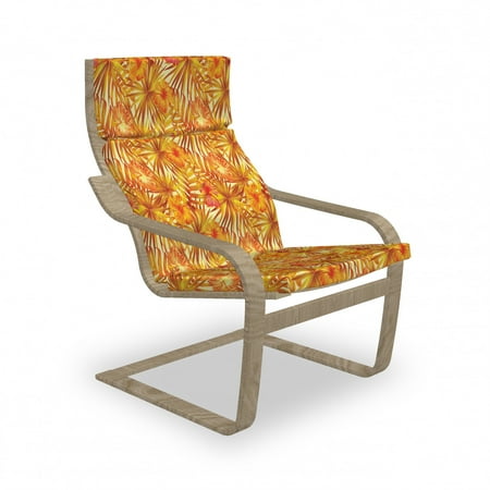 

Tropical Armchair Pad and Slipcover Monstera Leaves Jungle of Hibiscus Blooms Fan Palms Exotic Bouquet 1 Piece Soft Cushion Replacement with Removable Cover Dark Orange and Cream by Ambesonne