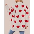 thumbnail image 2 of Women'S Casual Cute Heart Embroidered Open Front Aesthetic Artistic V Neck Button Down Slouchy Sweater Coat  M, 2 of 5