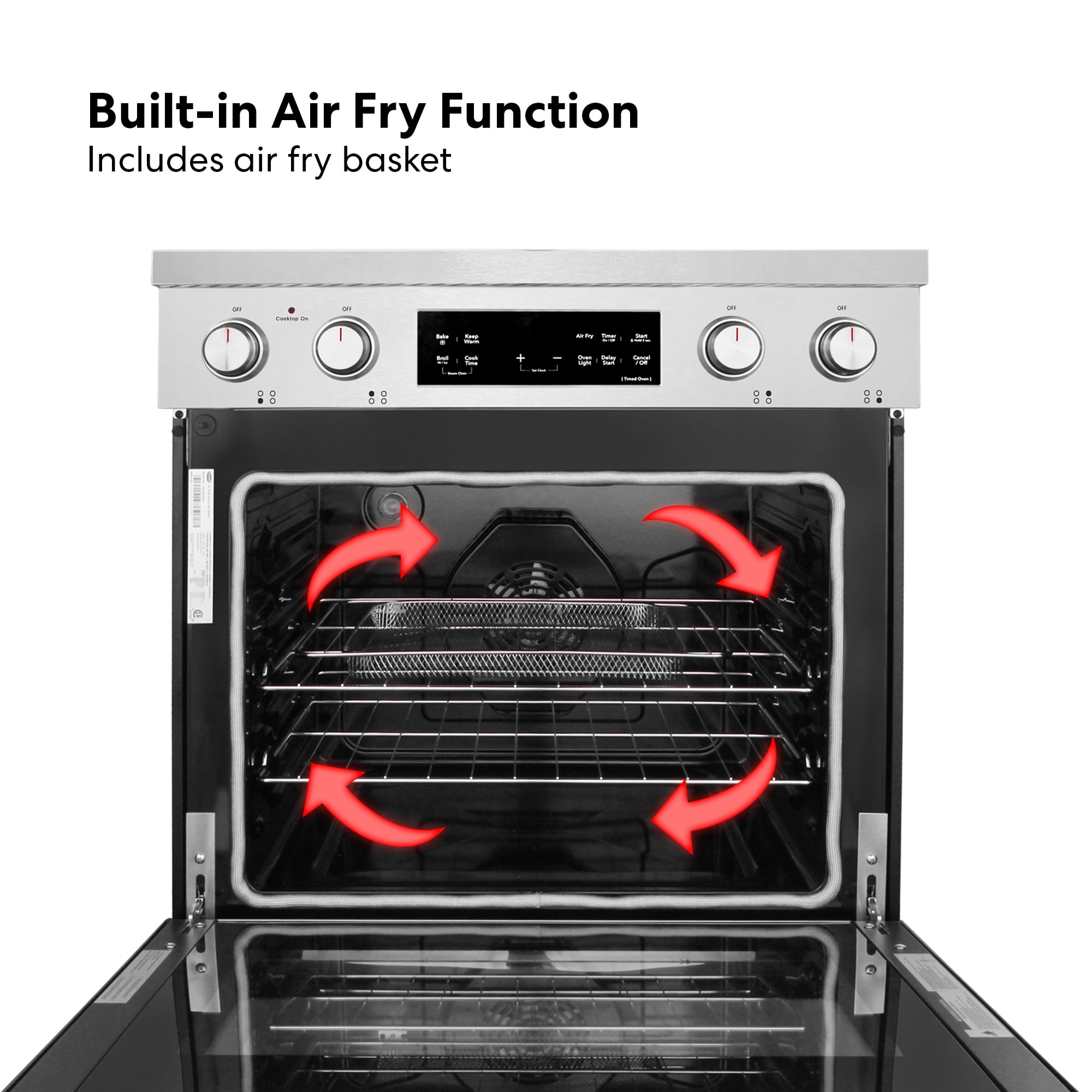 Cosmo 30 in. Stellar Collection 4.8 cu. ft. Electric Range, 4 Burner Ceramic Glass Cooktop, Convection Oven, Stainless Steel