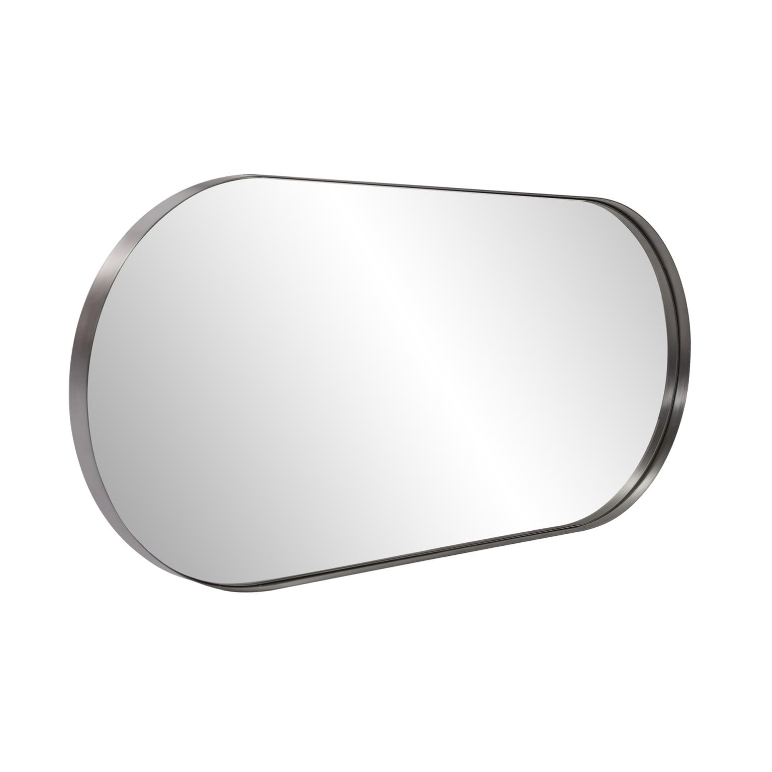 Tyler Dillon Stainless Steel Framed Capsule Wall Mirror - 40"H x 17.75"W