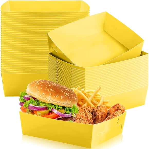 Bandeja para comida, papel Uiifan, color amarillo, 2,3 pulgadas, 50 unidades, capacidad de 2,27 kg