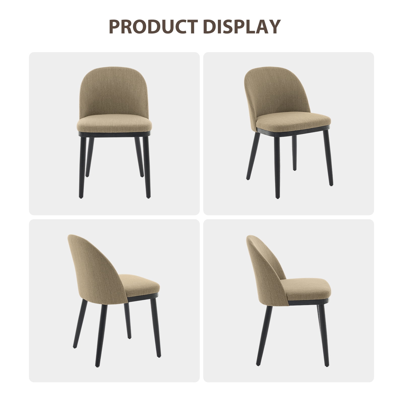 Memoryfield Dining Chairs Set of 2, Modern  Upholstered Kitchen Side Chairs with Curved Backrest, Camel