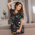 thumbnail image 3 of Fotbe Basketball Bata de Dormir para Mujer con Estampado, Camisón de Algodón de Manga Corta, Ropa de Dormir Casual, 3 of 6