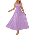 thumbnail image 4 of Admvng Dress for Women Spaghetti Straps Solid Casual Sleeveless Pockets Square Neck Dress, 4 of 5